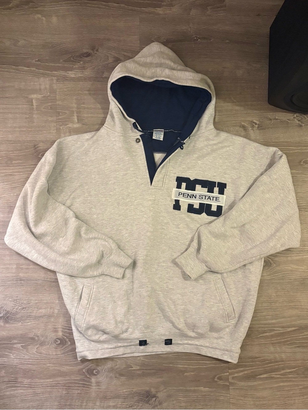 Men's Light Gray Hooded Sweatshirt with Navy Lining